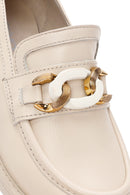 Women's Beige Buckle Detailed Leather Masculine Loafer | Derimod