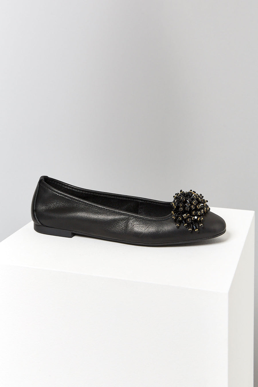 Women's Leather Ballerinas with Bead Detail