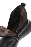 Male Black Zip Closure Thick-Soled Leather Boots | Derimod