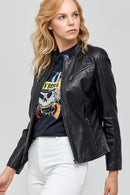Lucky Women's Black Leather Jacket | Derimod