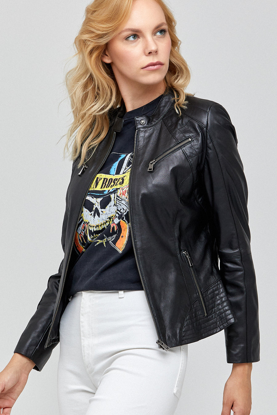 Lucky Women's Black Leather Jacket 19WGE57981M | Derimod