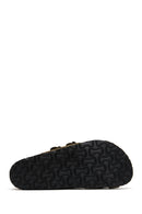 Men's Leather Double Buckle Slippers | Derimod