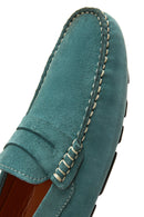 Men's Blue Suede Leather Casual Loafer | Derimod