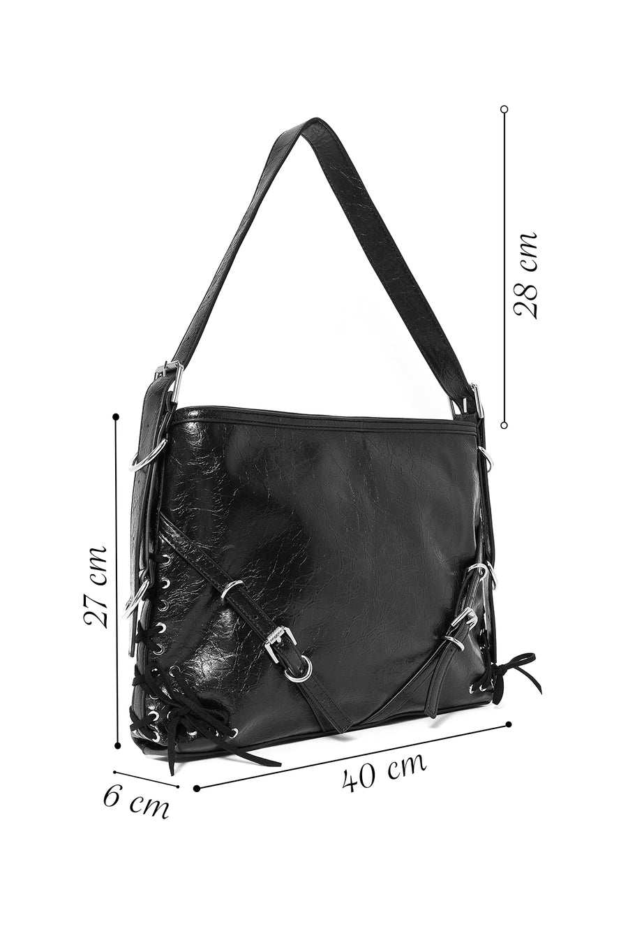 Women's Black Metal Detailed Shoulder Bag