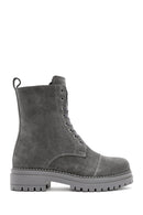 Women's Gray Suede Leather Boots | Derimod
