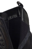 Woman Black Zip Closure Thick-Soled Leather Combat Boots | Derimod
