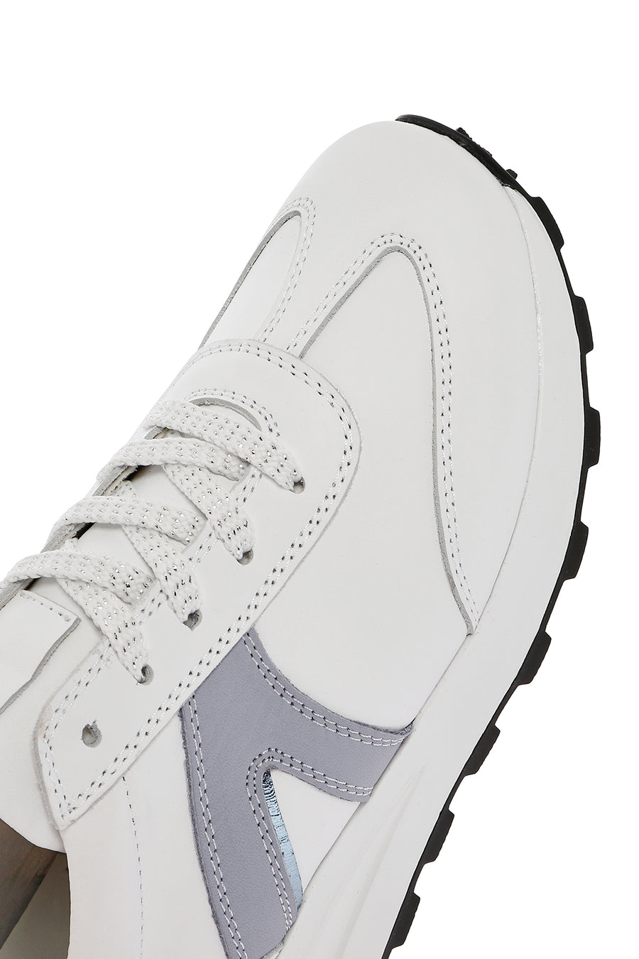 Women's White Lace-Up Leather Sneaker