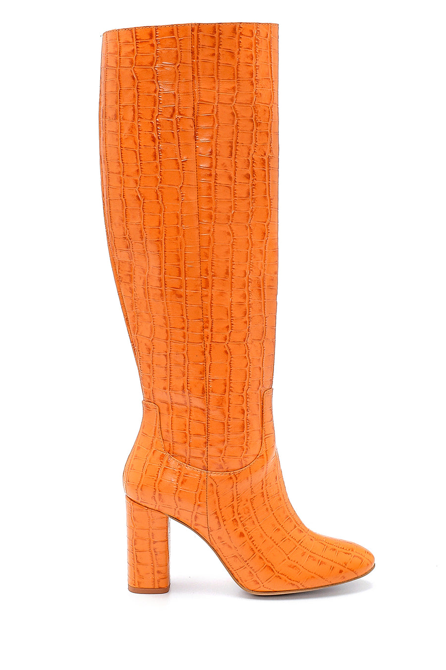 Women's Leather Crocodile Patterned Heeled Boots 20WFD2406E3 | Derimod