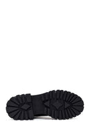 Woman Black Zip Closure Chunky-Heeled Suede Combat Boots | Derimod