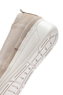Women's Beige Wedge Heel Suede Leather Comfort Loafer | Derimod