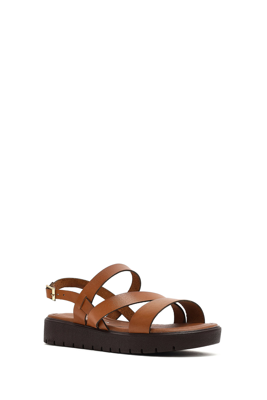 Women's Tan Thick Soled Leather Bodrum Sandals