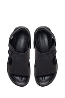 Male Black Nubuck Leather Sandals | Derimod