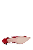 Women's Red Slingback Thin Heel Leather Shoes | Derimod