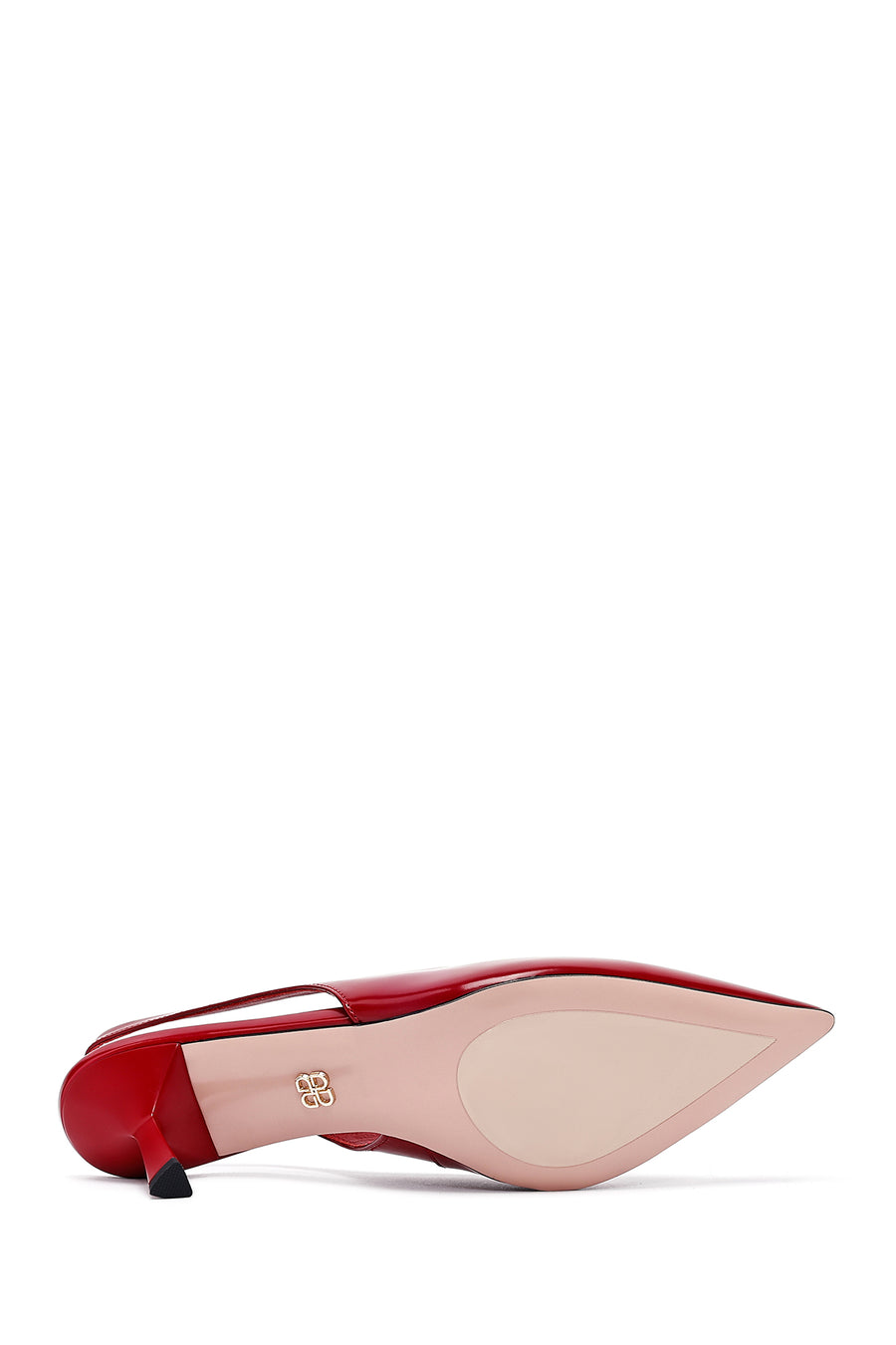 Women's Red Slingback Thin Heel Leather Shoes