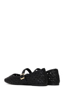 Woman Black Buckled Braided Ballerine flats | Derimod