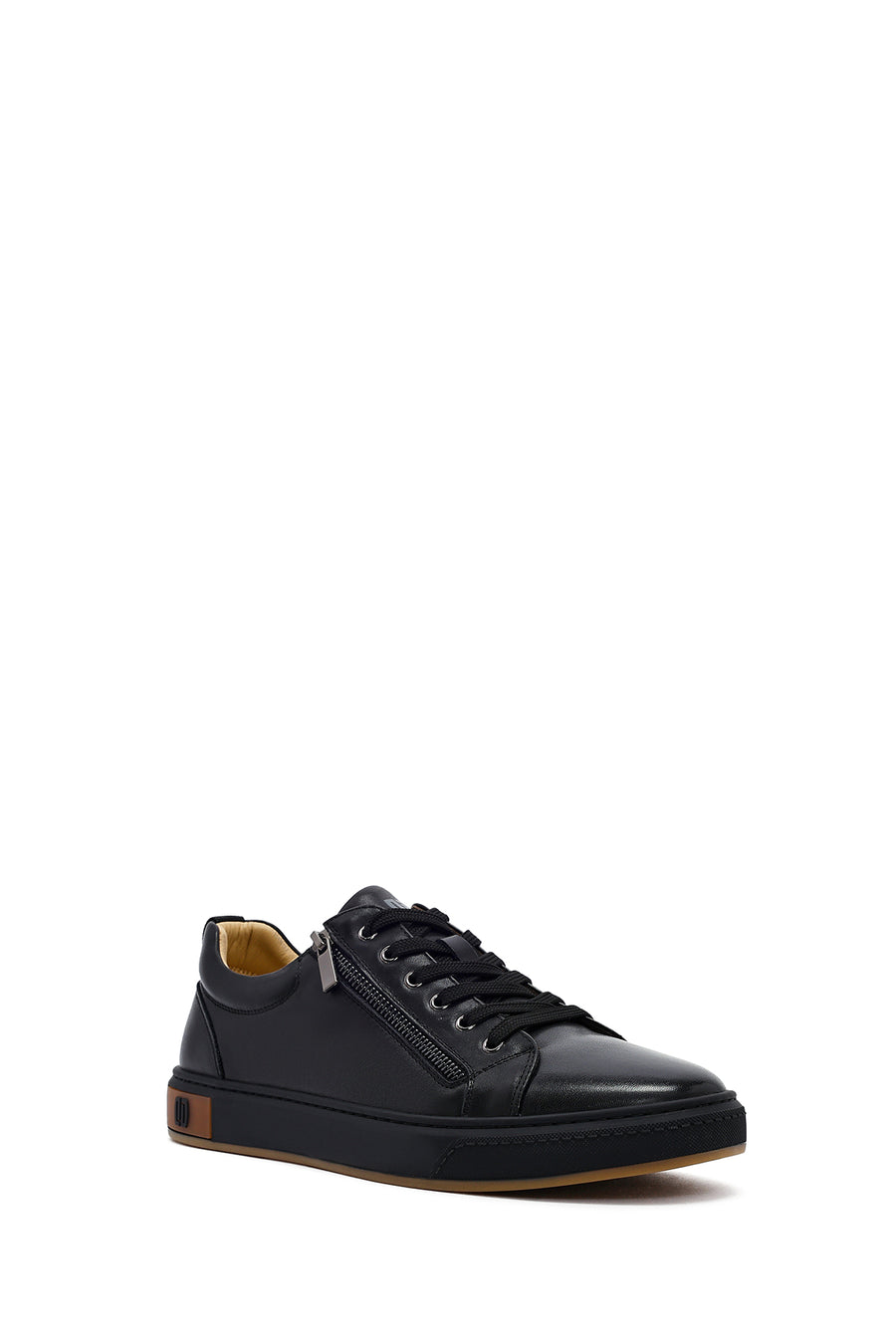 Men's Black Lace-Up Leather Sneaker
