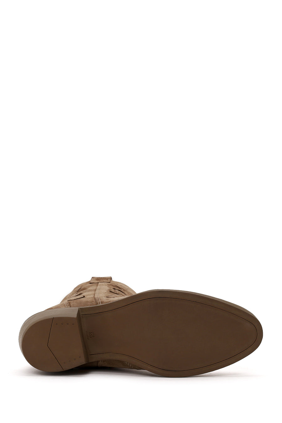 Woman Walnut Thick Heeled Suede Cowboy Boots