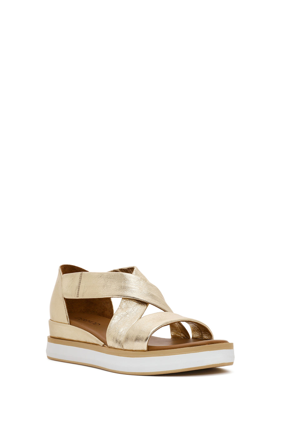 Women's Gold Thick Soled Leather Sandals