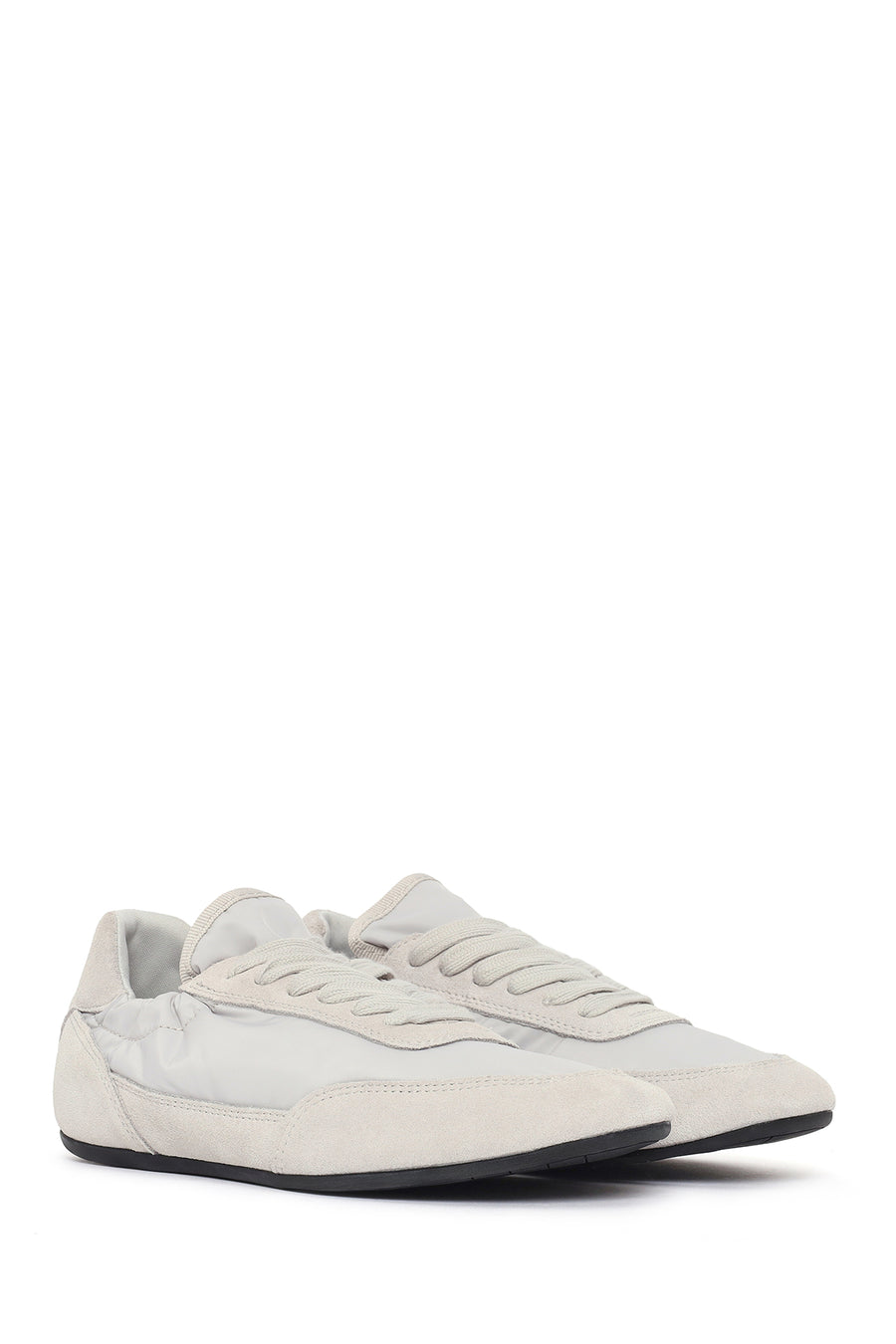 Kadın Gri Bağcıklı Deri Sneaker