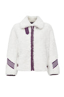Meribel Women's Multicolored Purple Stripe Detail Teddy Coat | Derimod