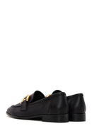 Women's Black Accessory Detailed Leather Masculine Loafer | Derimod