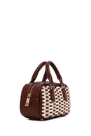 Woman Brown Long-Strap Braided Mini Shoulder Bag | Derimod