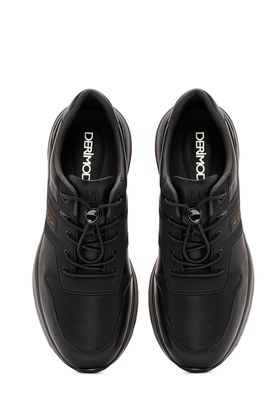 Erkek Siyah Bağcıklı Deri Sneaker