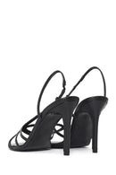 Women's Black High Thin Heel Leather Sandals | Derimod