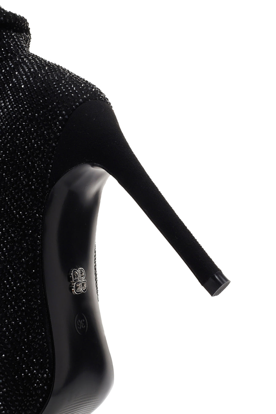 Women's Black Thin Heeled Stone Boots