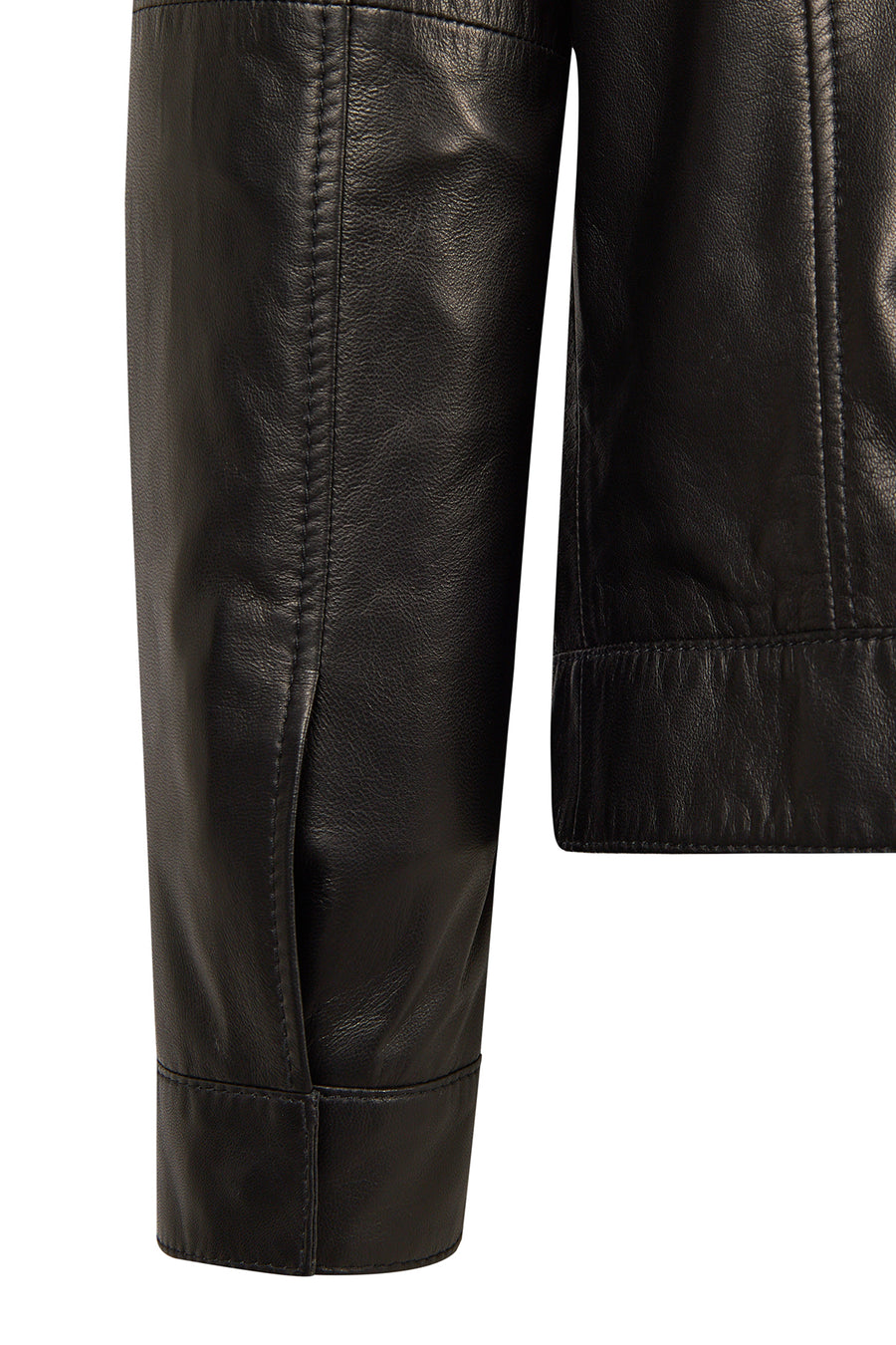 Mane Male Black Mandarin Collar Leather Jacket