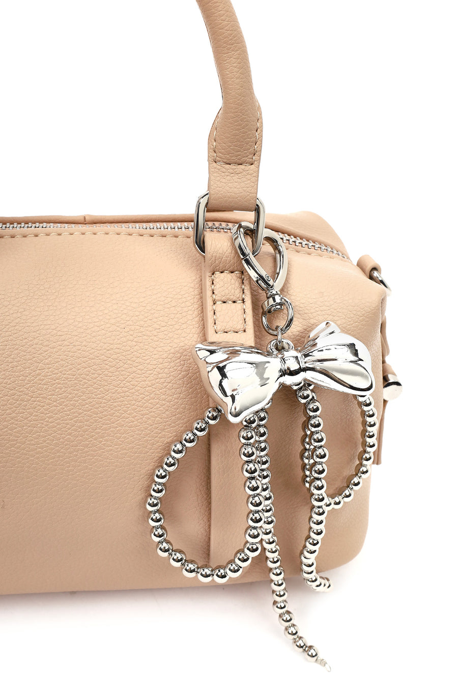 Women's Beige Long Strap Charm Mini Shoulder Bag