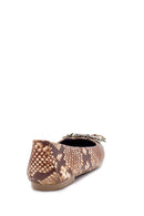 Women's Leather Snakeskin Patterned Stone Ballerinas | Derimod