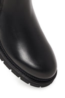 Woman Black Thick-Soled Leather Chelsea Boots | Derimod