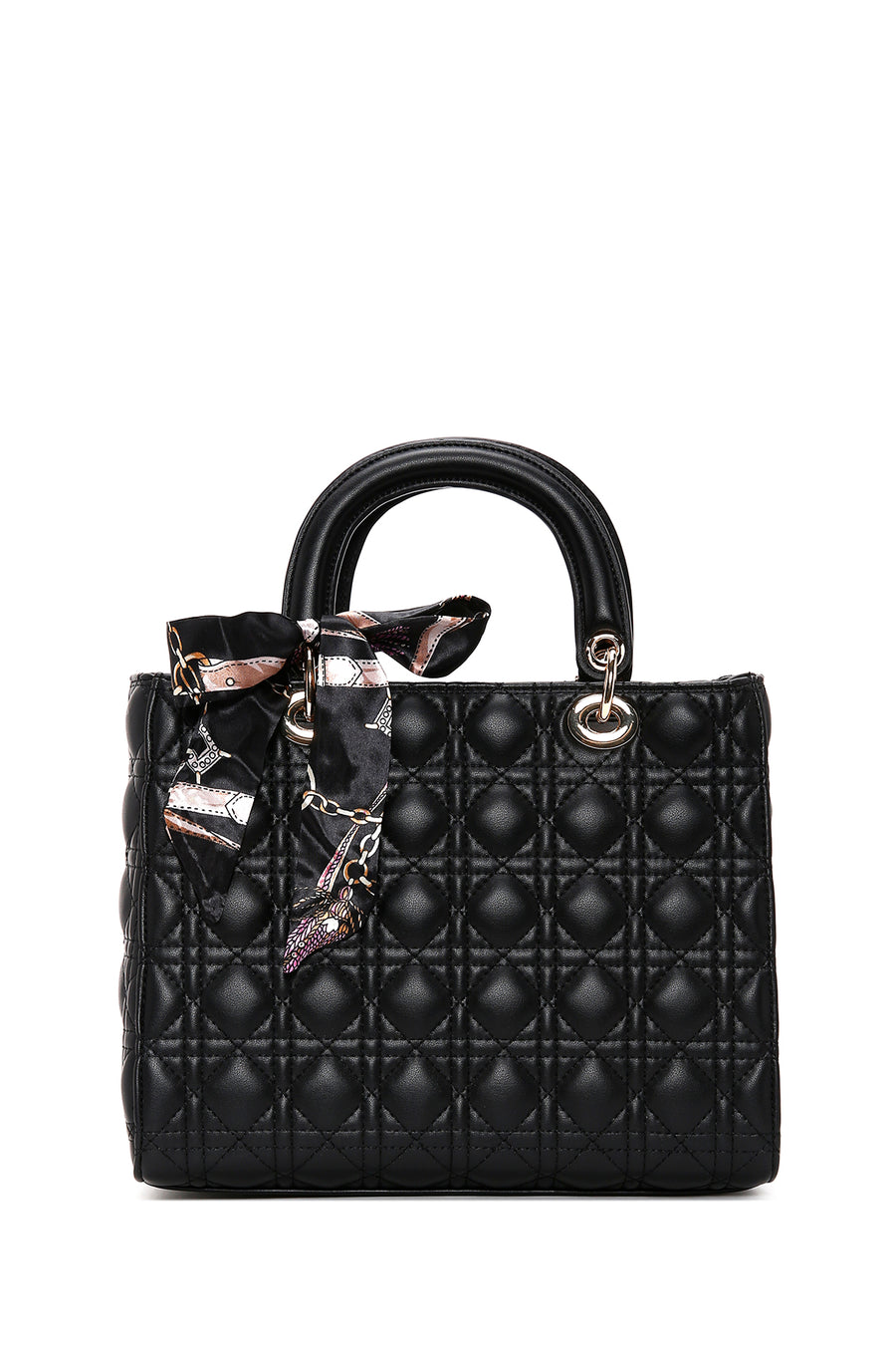 Women's Black Long Strap Quilted Handbag