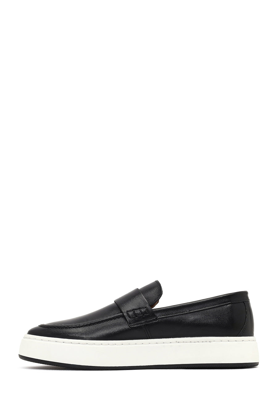 Male Black Thick-Soled Leather Loafer
