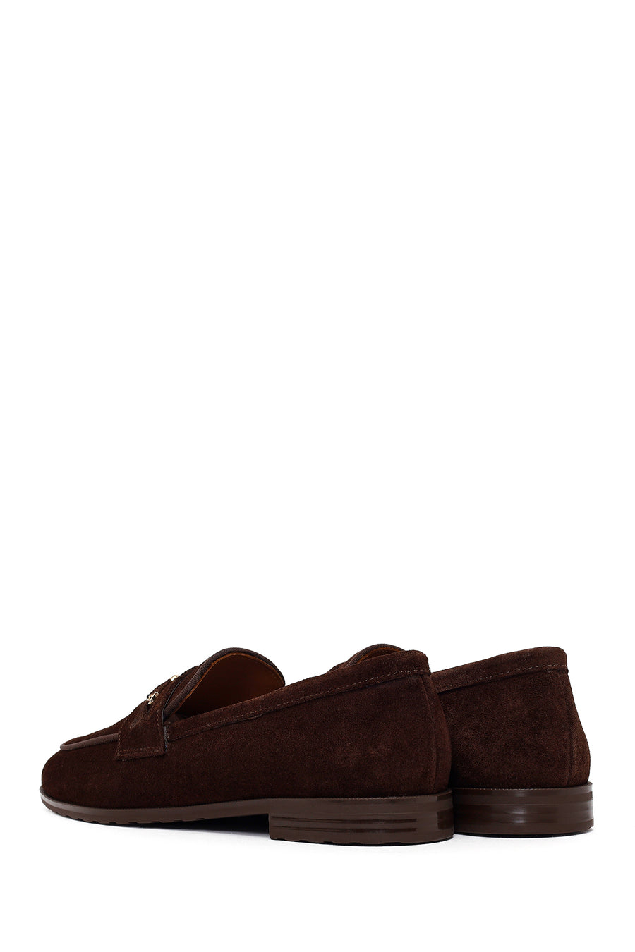 Kadın Kahverengi Tokalı Süet Deri Maskülen Loafer