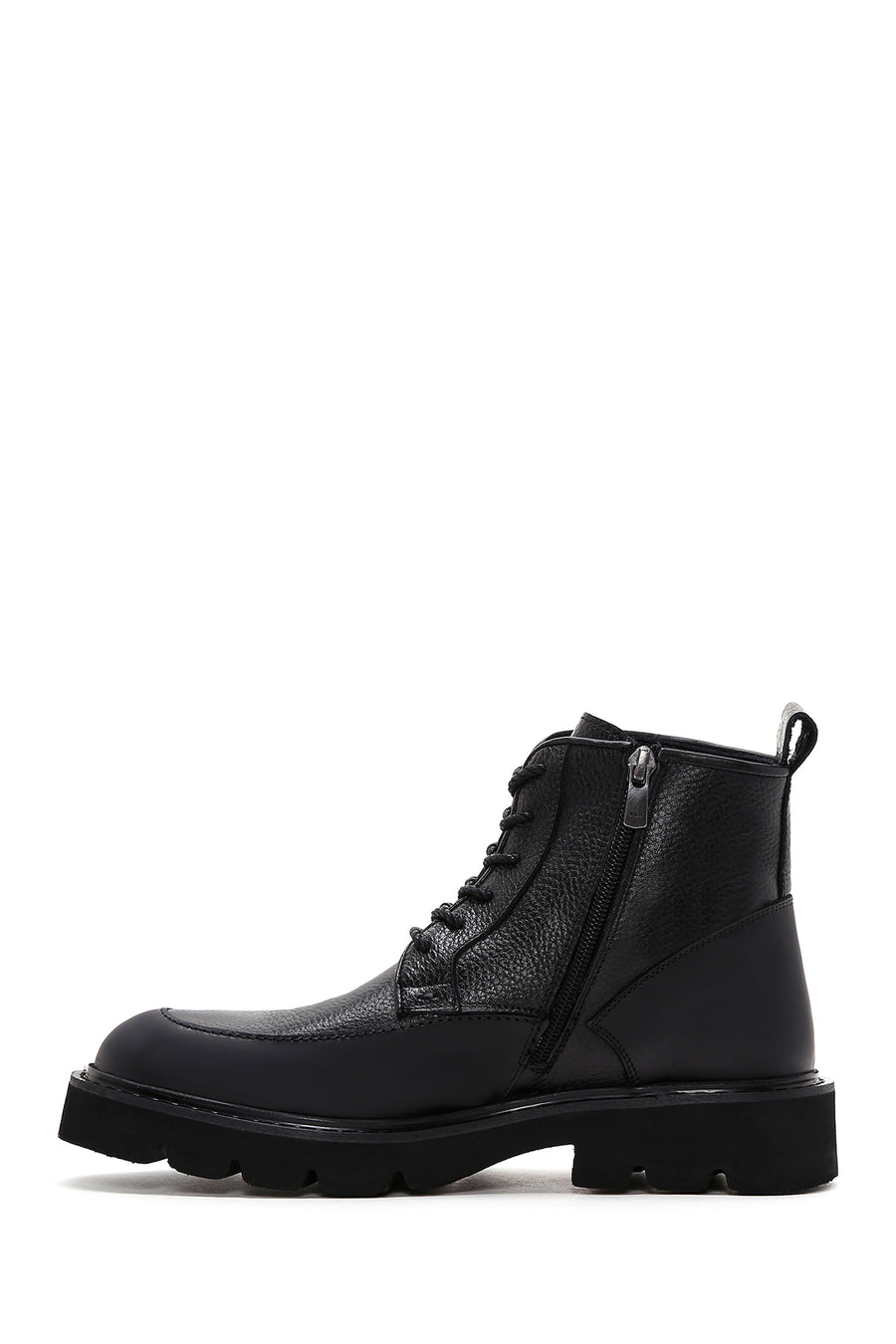 Men's Black Leather Zippered Boots