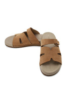 Woman Beige Strappy Nubuck Leather Slipper | Derimod