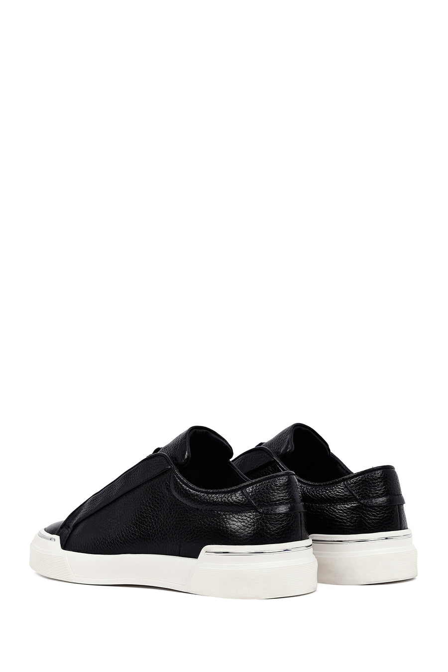 Men's Black Lace Up Leather Sneakers