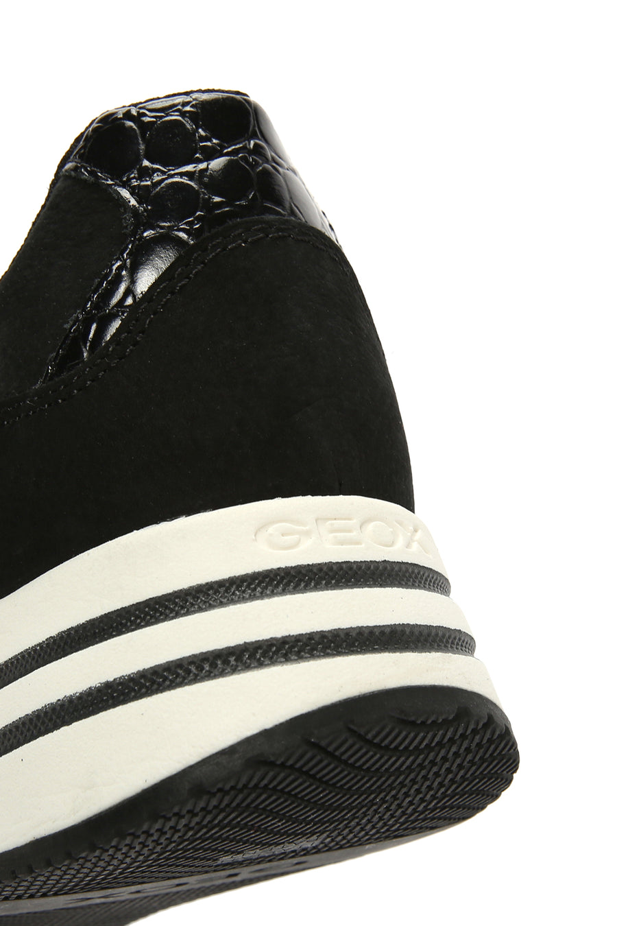 Geox Women's Black Kency Thick Sole Lace-Up Leather Sneaker