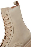 Women's Beige Suede Leather Boots | Derimod