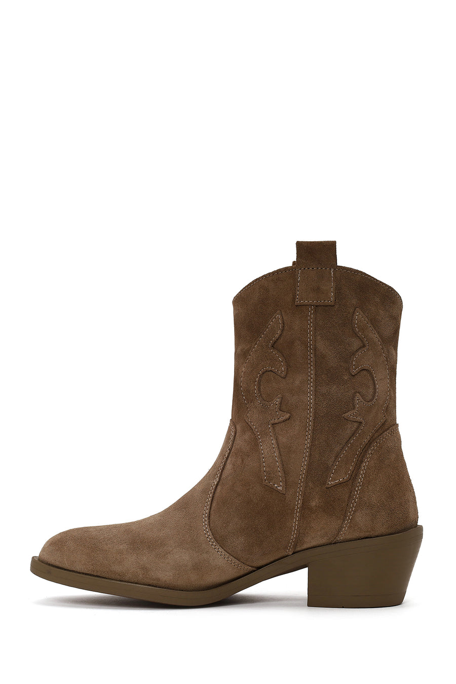 Woman Walnut Thick Heeled Suede Cowboy Boots