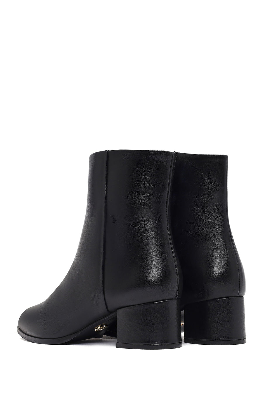 Woman Black Zippered Low Heeled Shoes Leather Boat