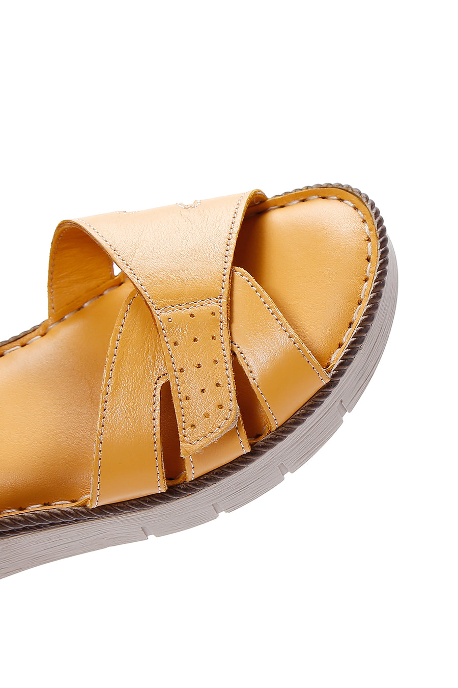Kadın Sarı Deri Comfort Sandalet