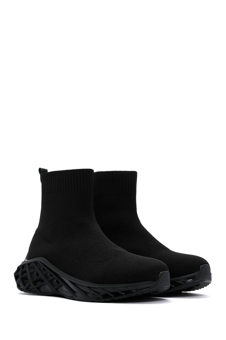Women's Black Thick Sole High Top Sneaker