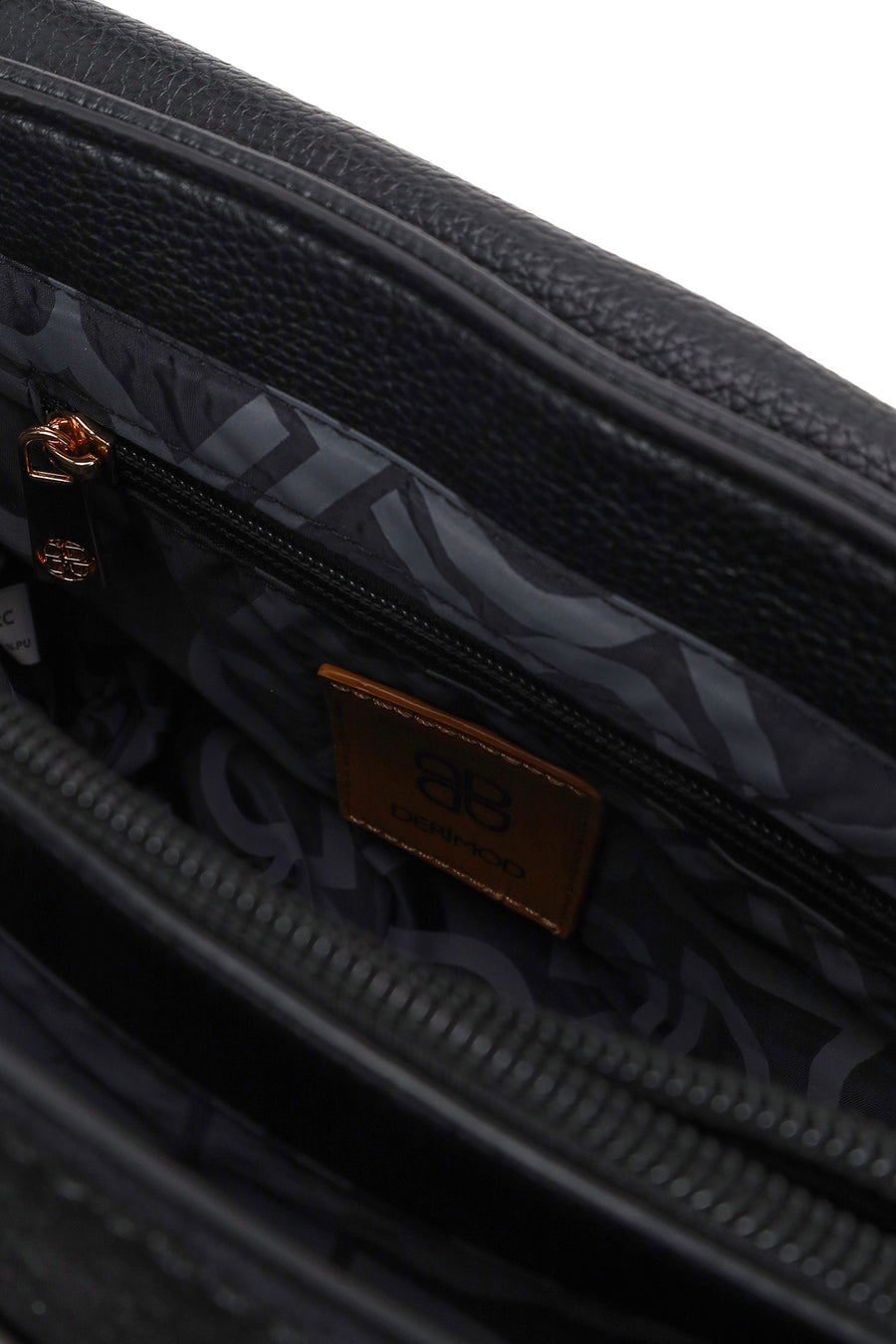 Woman Black Long-Strap Suede Crossbody Bag