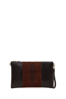 Woman Brown Chain Strap Braided Clutch Bag | Derimod