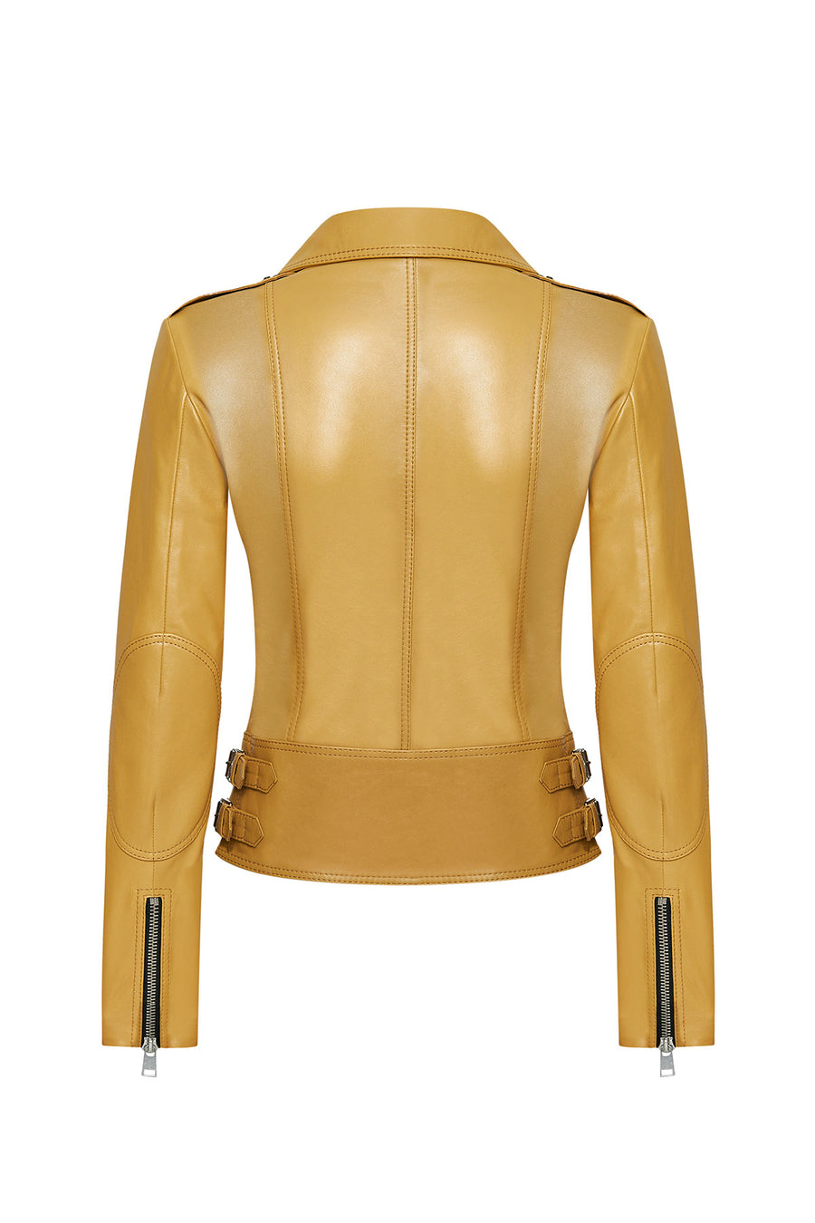 Latoya Women's Yellow Double Breasted Leather Jacket