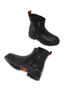 Harley Davidson Woman Black Peking Zip Closure Thick-Soled Leather Boots | Derimod