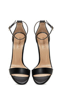Women's Black Leather Heeled Sandals | Derimod